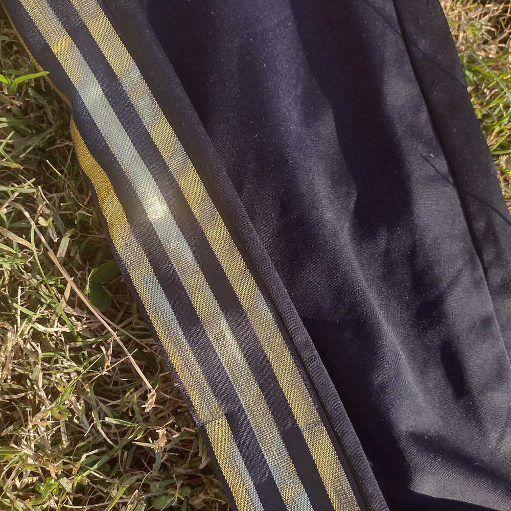 Black Track Pants with Yellow and Gray Stripes - Picture 2 of 7
